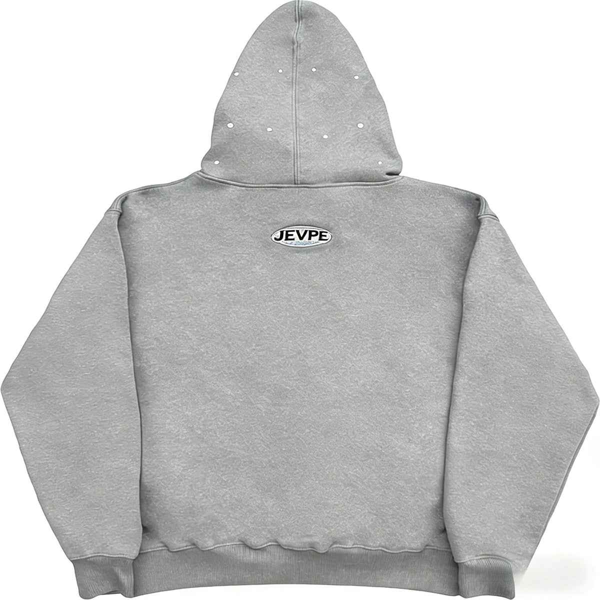 JEVPE men's oversized gray hoodie with surf culture graphic, perfect for beachside lifestyle and casual wear.