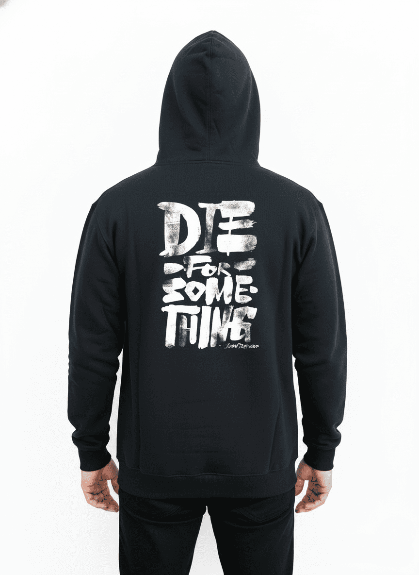 Black oversized hoodie featuring gothic skull and sword graphic design by JEVPE, with a bold, edgy style.
