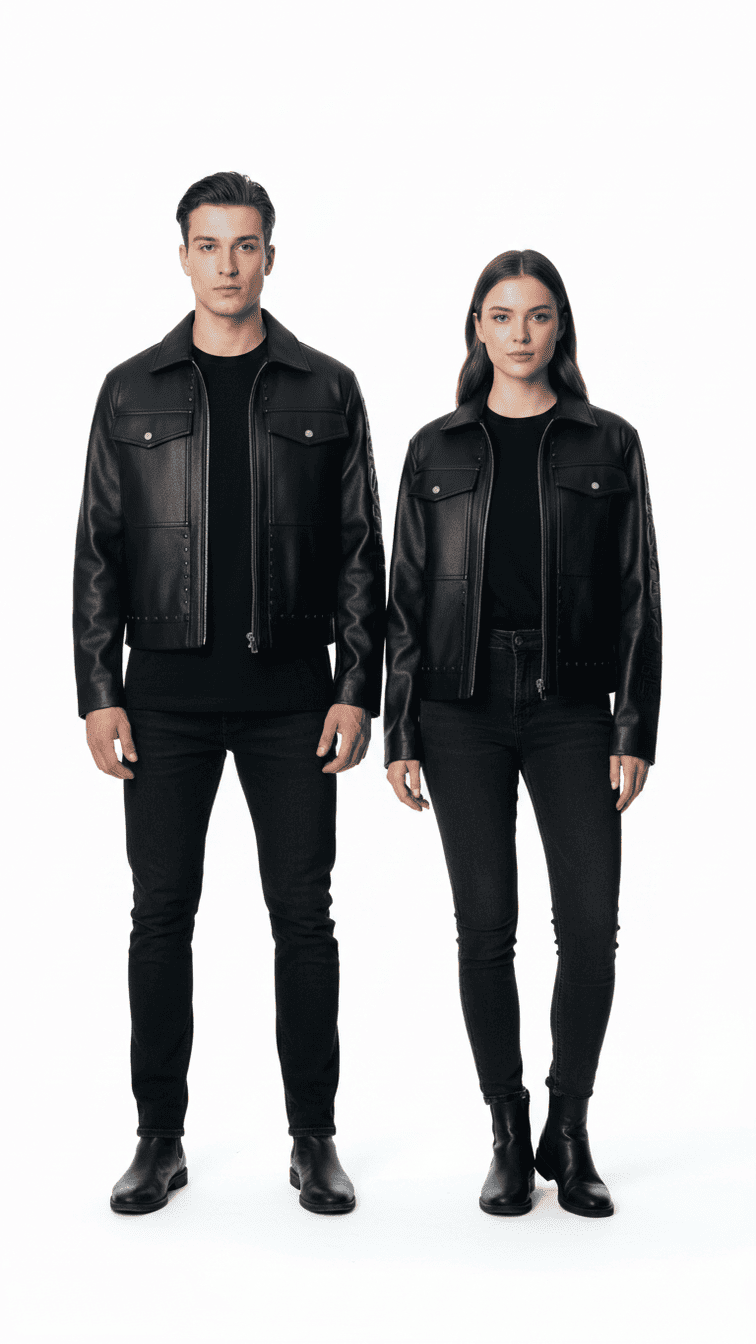 Black Gothic Studded Cropped Leather Jacket by JEVPE