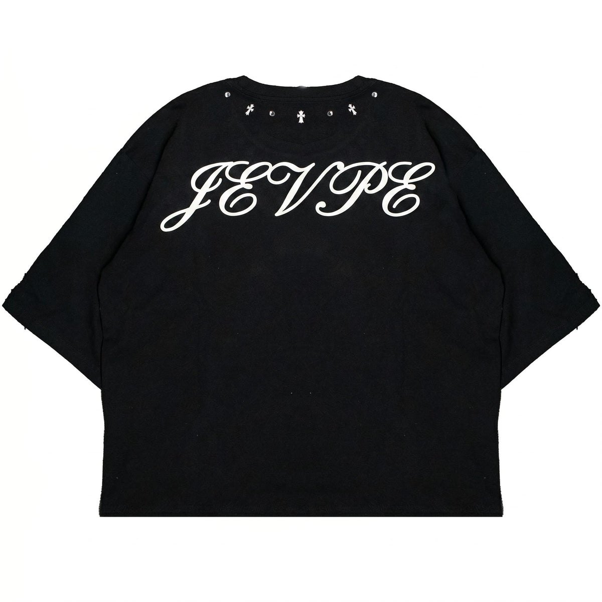 JEVPE oversized T-shirt with vintage Jesus portrait graphic, featuring religious streetwear style in soft fabric and bold design.