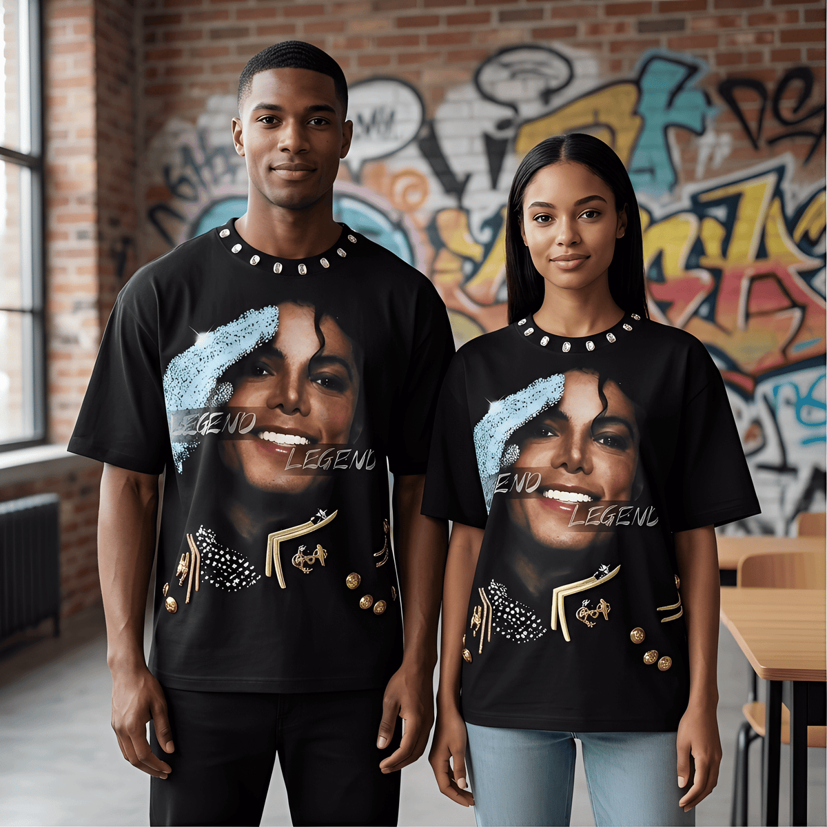JEVPE Michael Jackson Legend graphic oversized T-shirt featuring a retro King of Pop design, perfect for streetwear fashion.