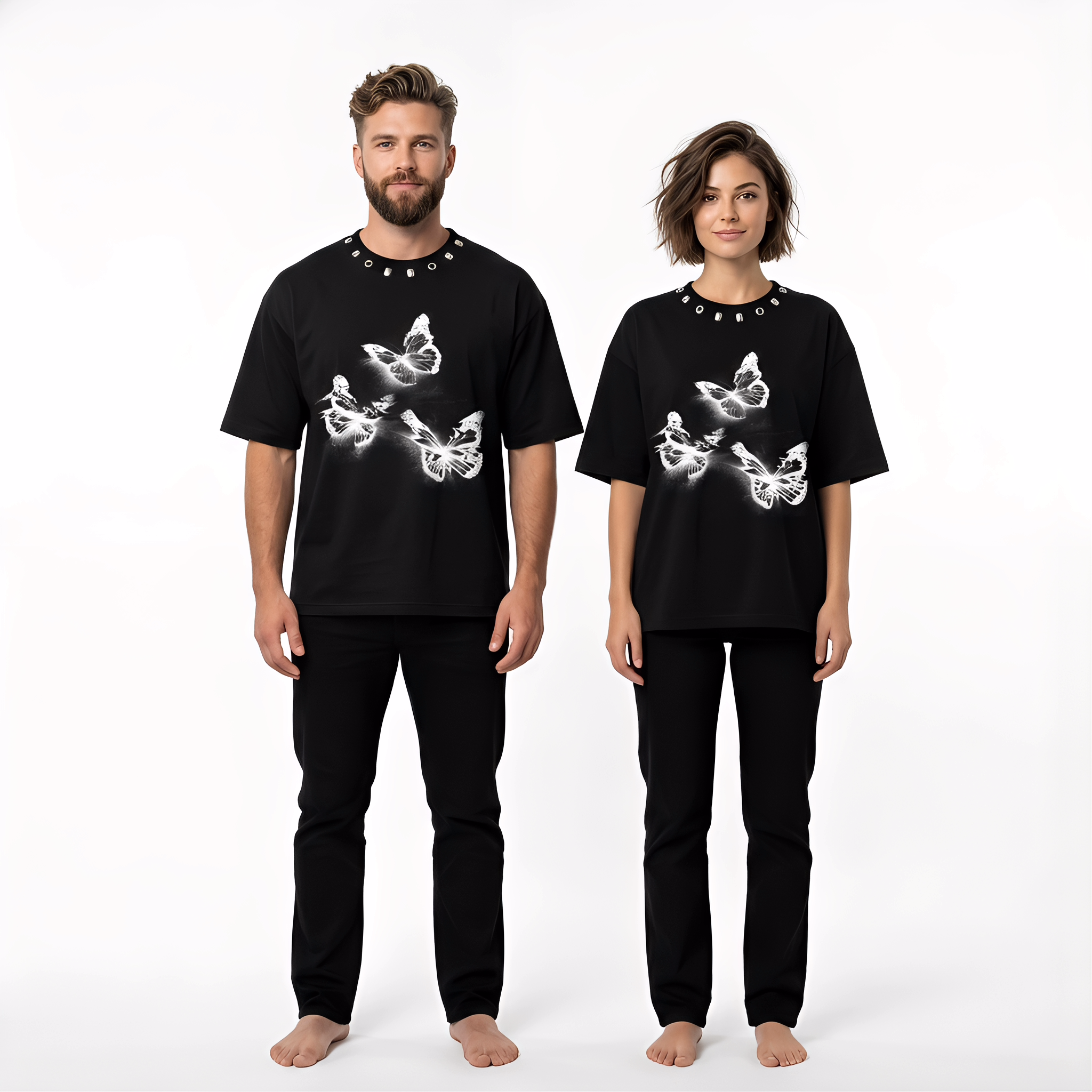 JEVPE Glowing Butterfly Oversized T-Shirt | Edgy Aesthetic Streetwear