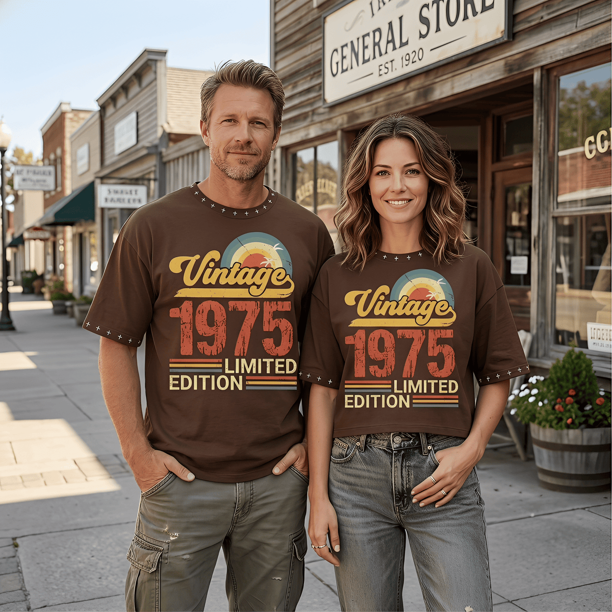 JEVPE vintage 1975 limited edition graphic oversized T-shirt featuring retro 70s streetwear style with bold print and relaxed fit.