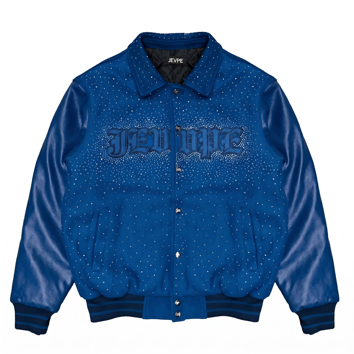 Rhinestone Starry Embroidered Varsity Jacket by JEVPE