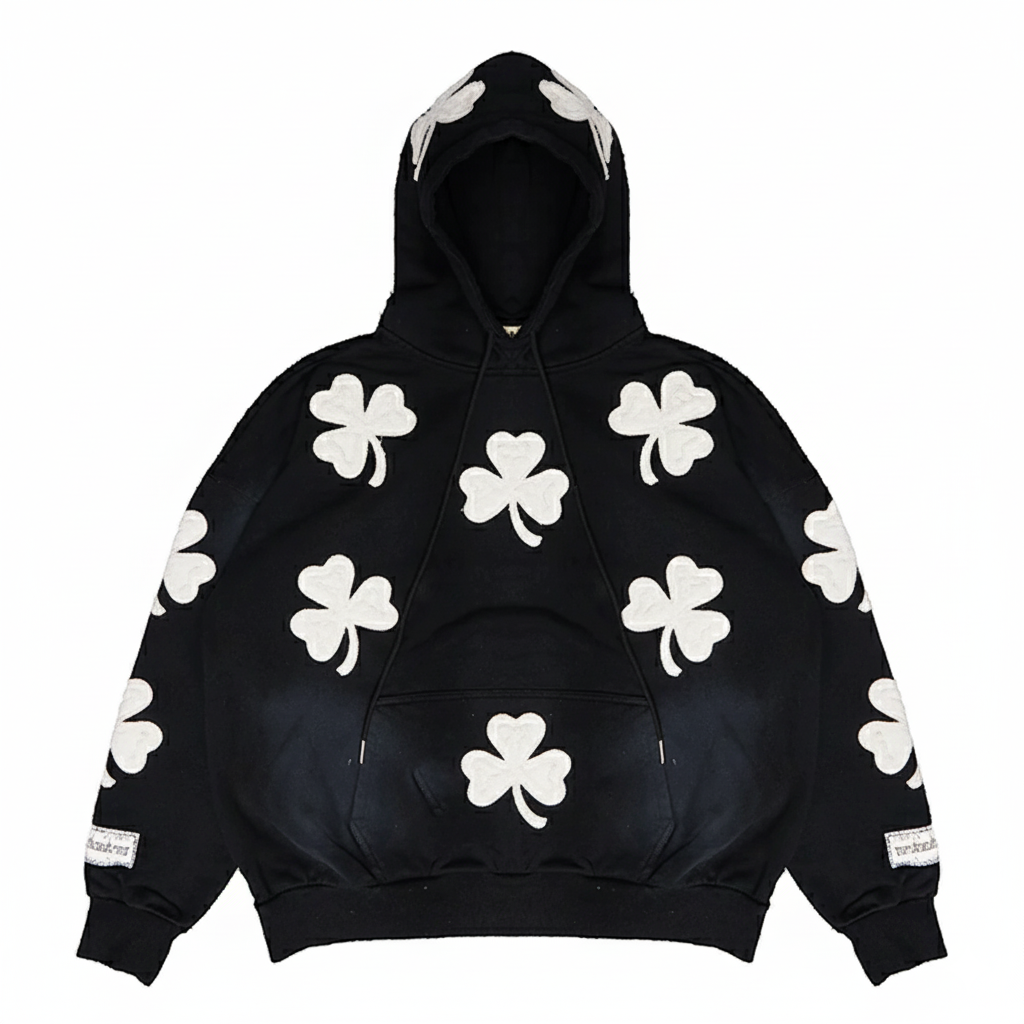 Black oversized hoodie for men featuring vintage streetwear style by JEVPE, with a large front graphic and relaxed fit.