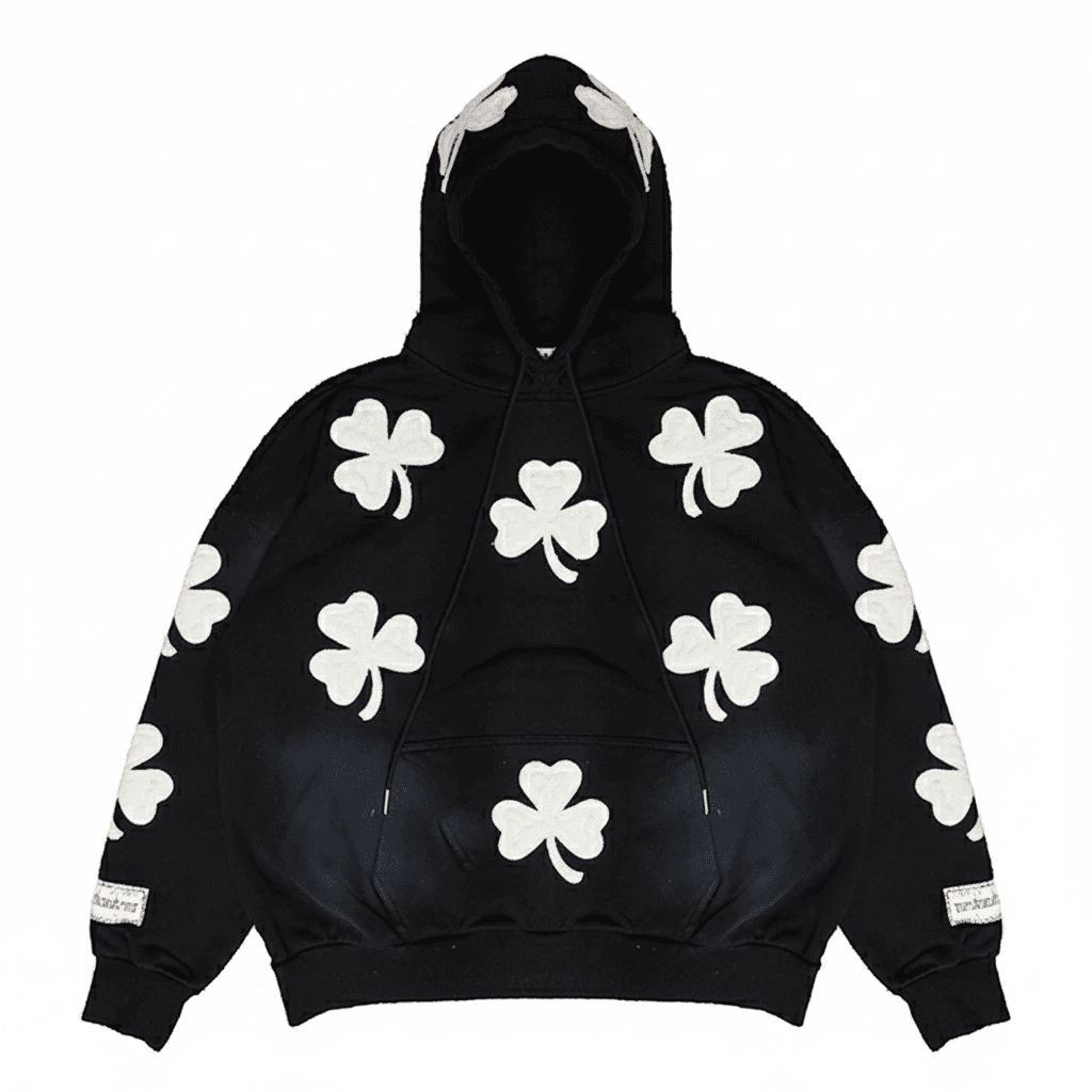 Black oversized hoodie for men featuring vintage streetwear style by JEVPE, with a large front graphic and relaxed fit.