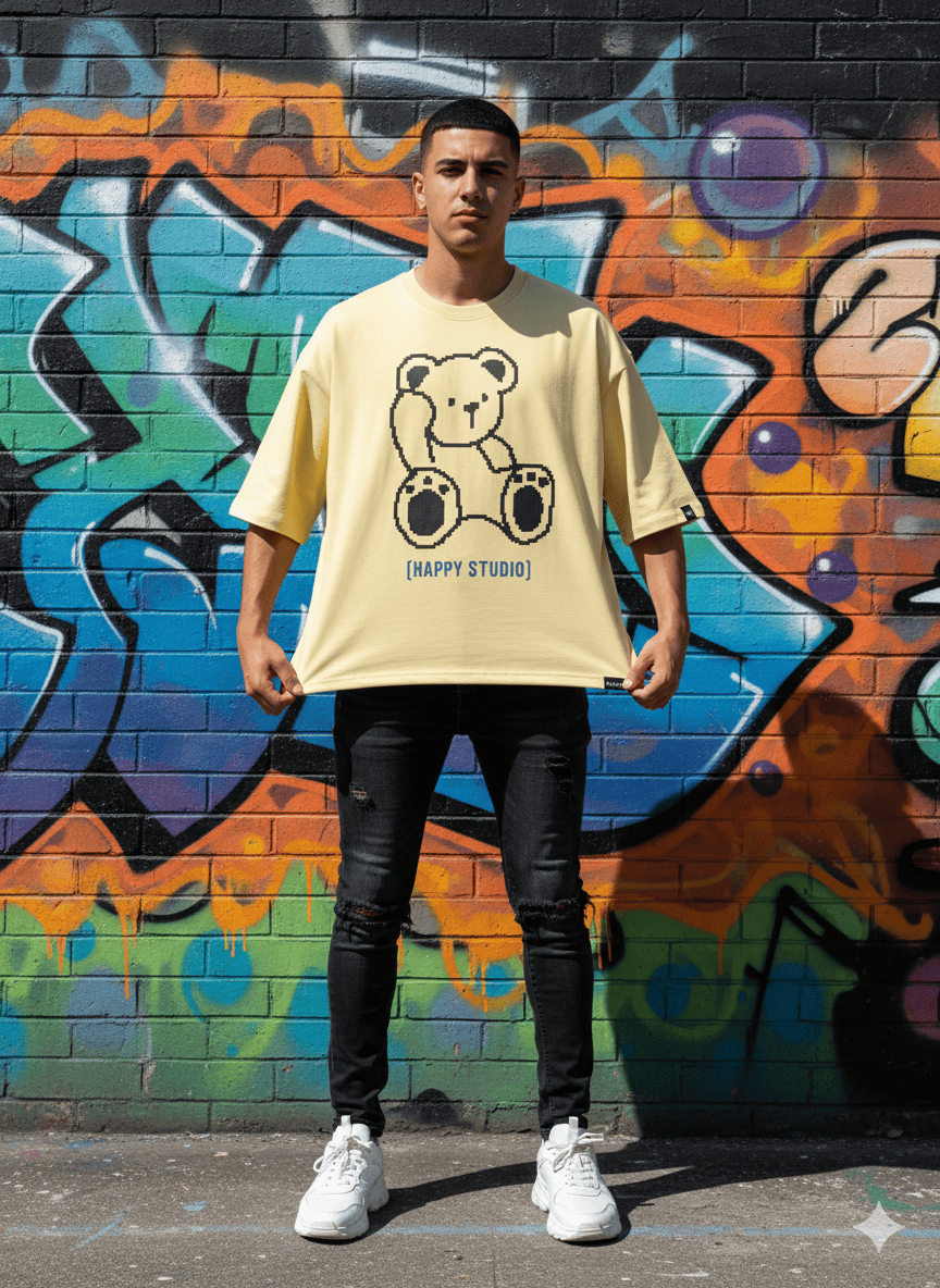 Black cat print casual short sleeve tee by JEVPE, featuring quirky black cat design on beige streetwear top.
