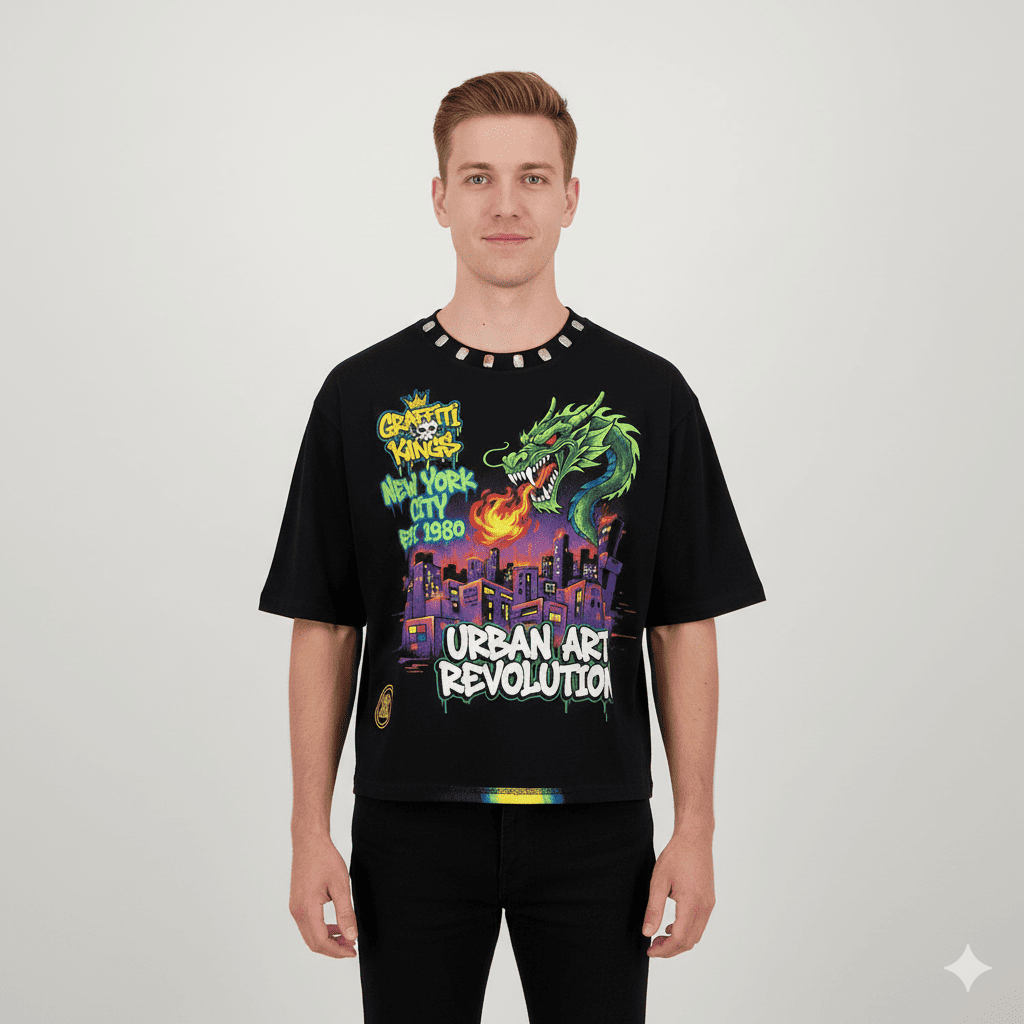 JEVPE New York vintage T-shirt with 80s retro urban art graphic, unisex cotton tee featuring vibrant streetwear style.