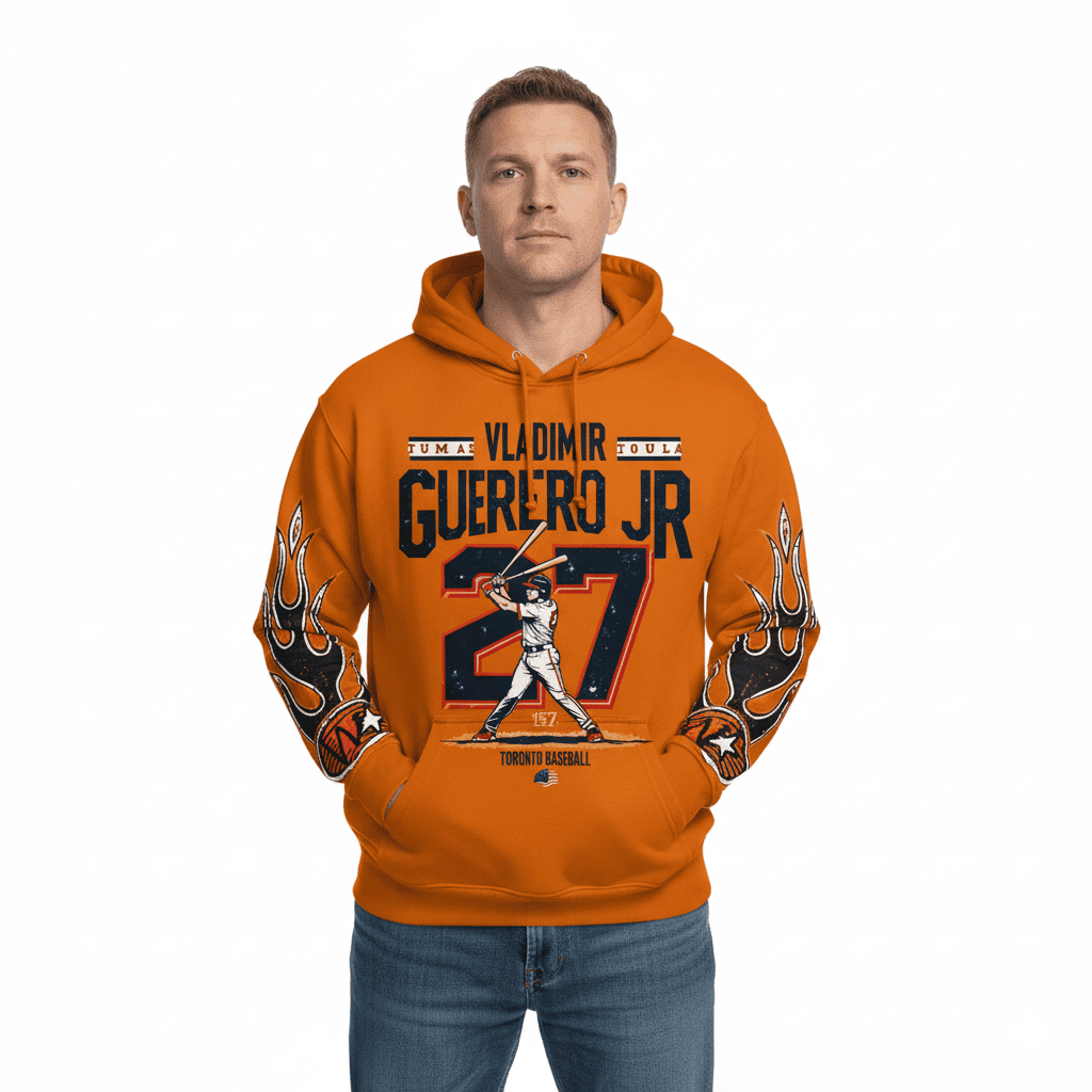 JEVPE Vladimir Guerrero Jr. #27 Toronto baseball vintage streetwear pullover with team logo and sporty design.