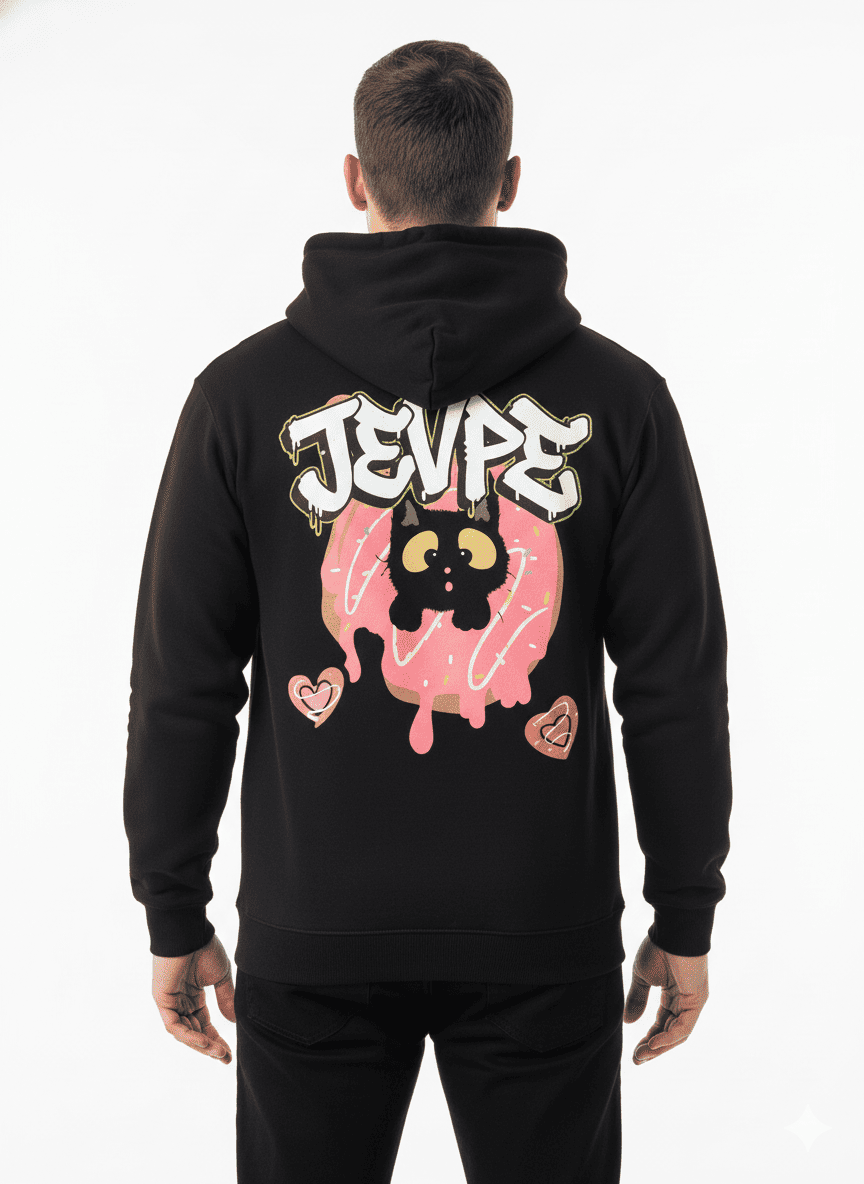 Oversized black hoodie with ghost and banana graphic design from JEVPE, perfect for Halloween costume or casual wear.