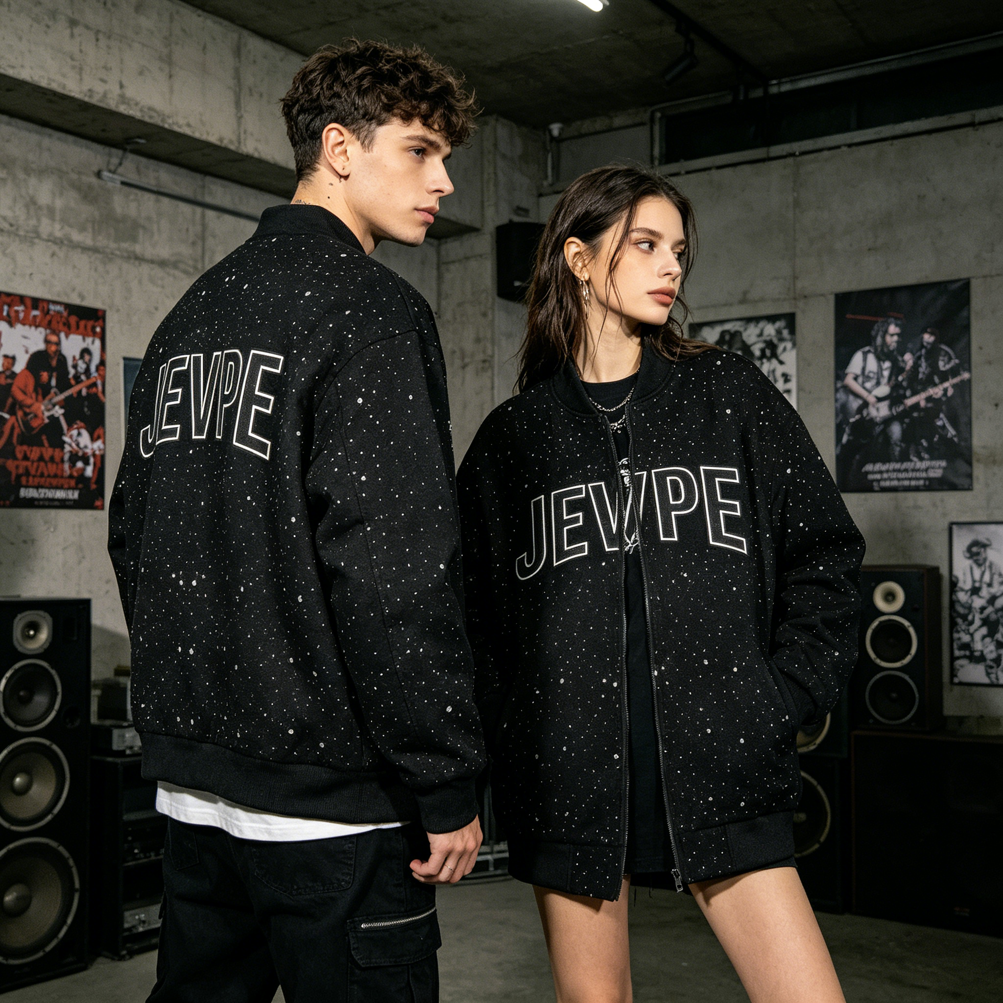 Rhinestone Snowflake Varsity Jacket | Black Sparkly Embellished Streetwear Bomber Coat