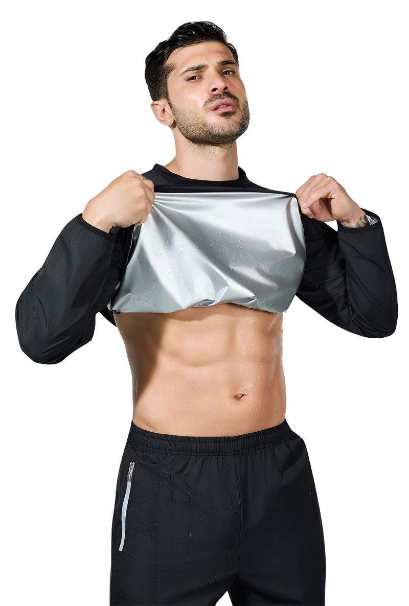 Black JEVPE sauna sweatshirt windbreaker for men and women, suitable for gym, boxing, and outdoor training activities.