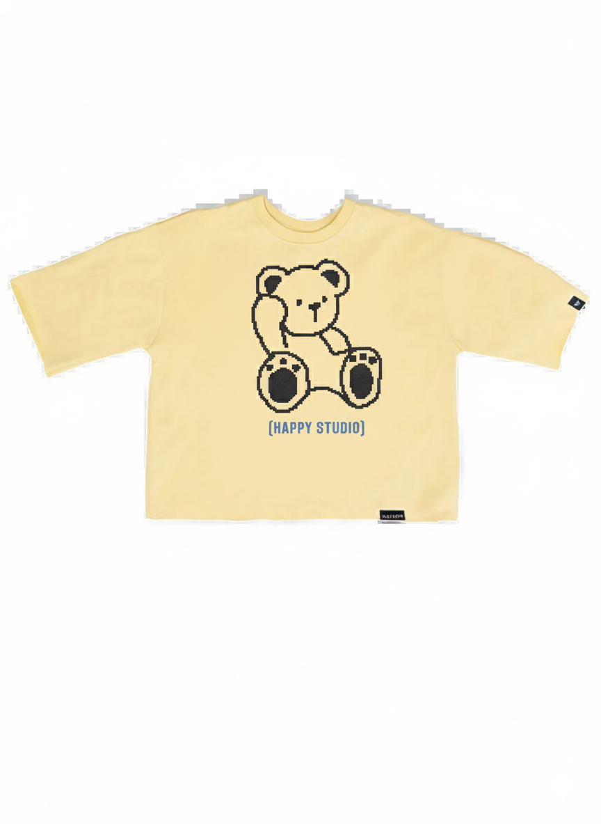 Black cat print casual beige short sleeve tee by JEVPE, streetwear top with quirky feline design.