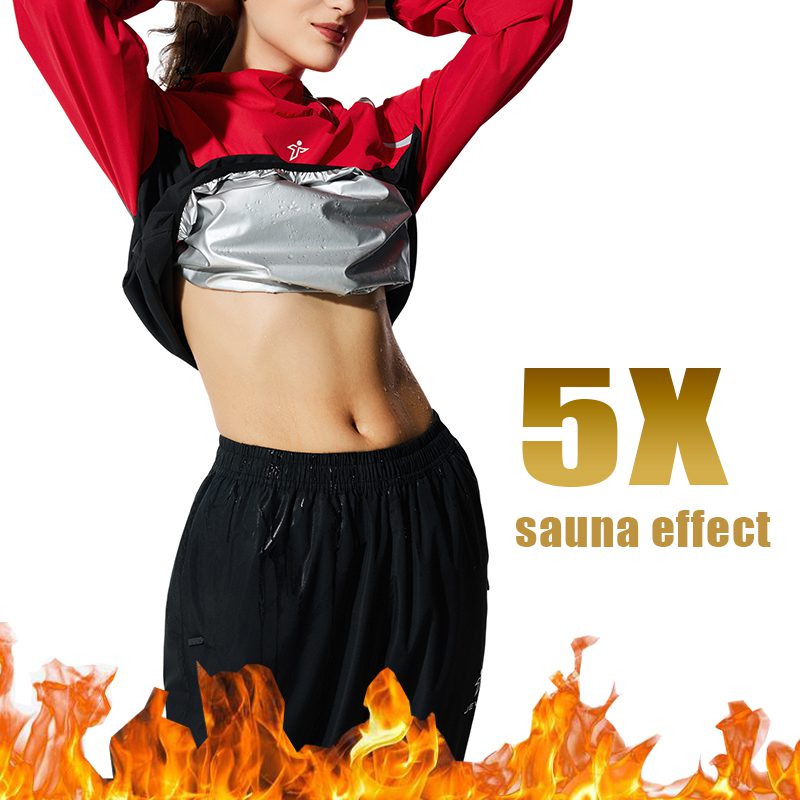 JEVPE unisex sauna suit jacket and pants set for sports and fitness training, made of lightweight, breathable fabric.