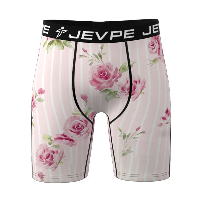 JEVPE men's 6-pack doodle boxer briefs in mixed colors, breathable, moisture-wicking fabric with 7-inch inseam.