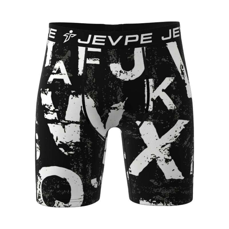 JEVPE men's doodle 6-pack of 7-inch inseam shorts in mixed colors, made of soft, breathable cotton blend fabric.