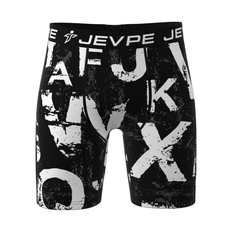 JEVPE men's doodle 6-pack of 7-inch inseam shorts in mixed colors, made of soft, breathable cotton blend fabric.