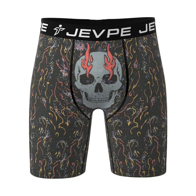 JEVPE men's pattern boxer briefs 3-pack with breathable, moisture-wicking fabric and 7-inch inseam, elastic waistband for comfort.