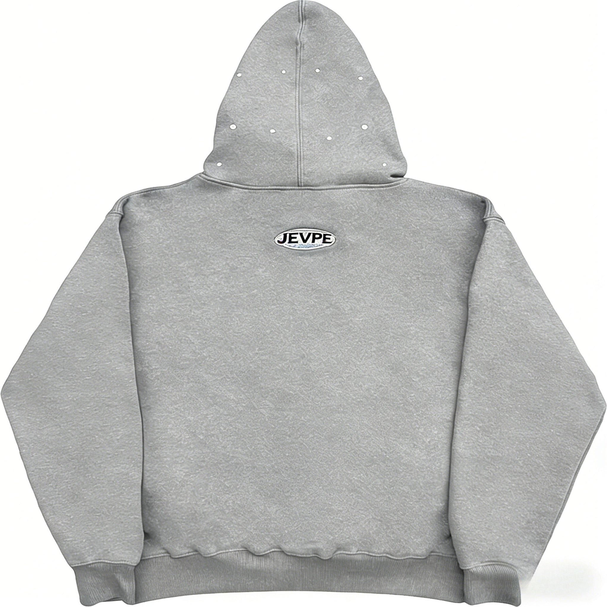 JEVPE men's oversized gray hoodie with surf culture graphic, perfect for beachside lifestyle and casual wear.