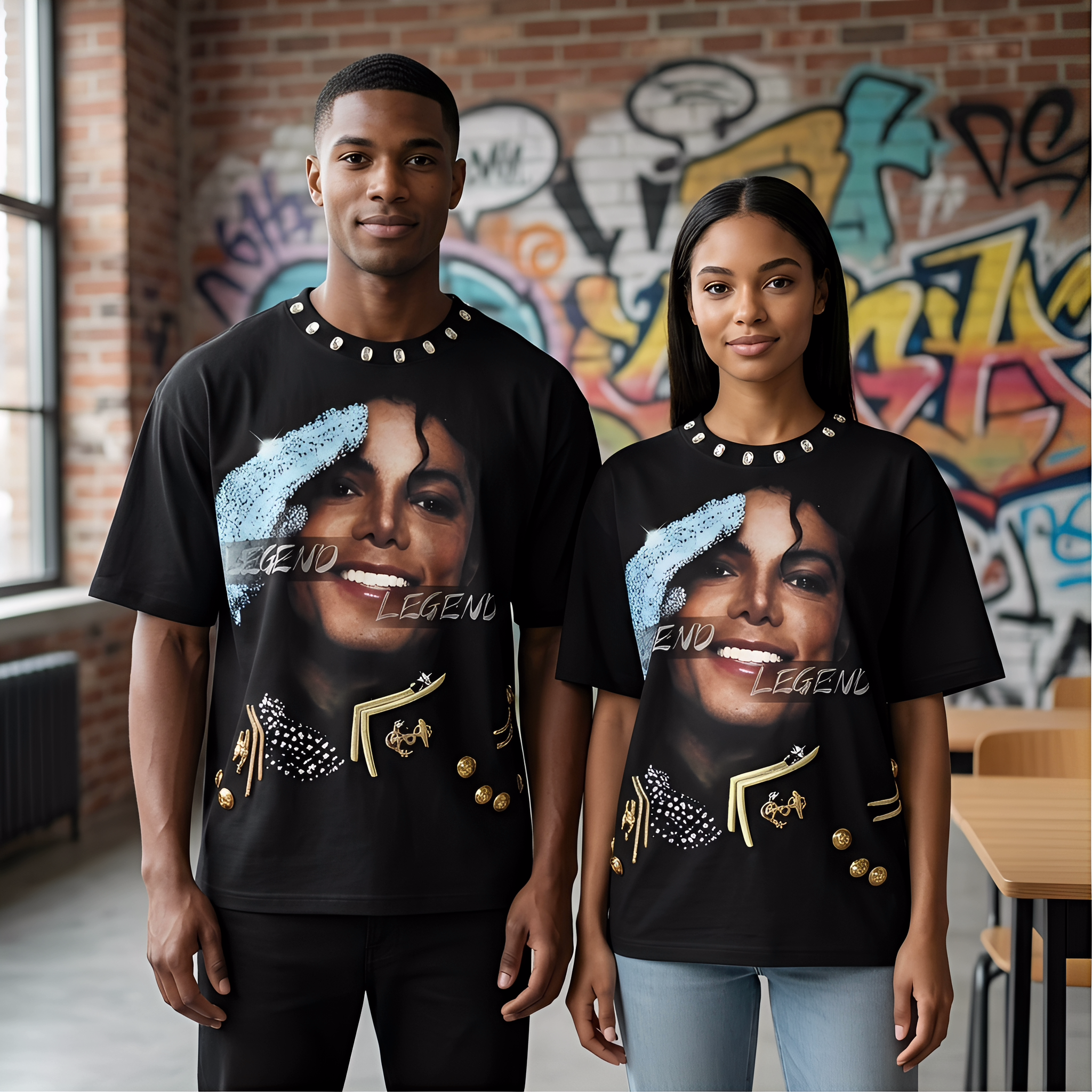 JEVPE Michael Jackson Legend graphic oversized T-shirt featuring a retro King of Pop design, perfect for streetwear fashion.