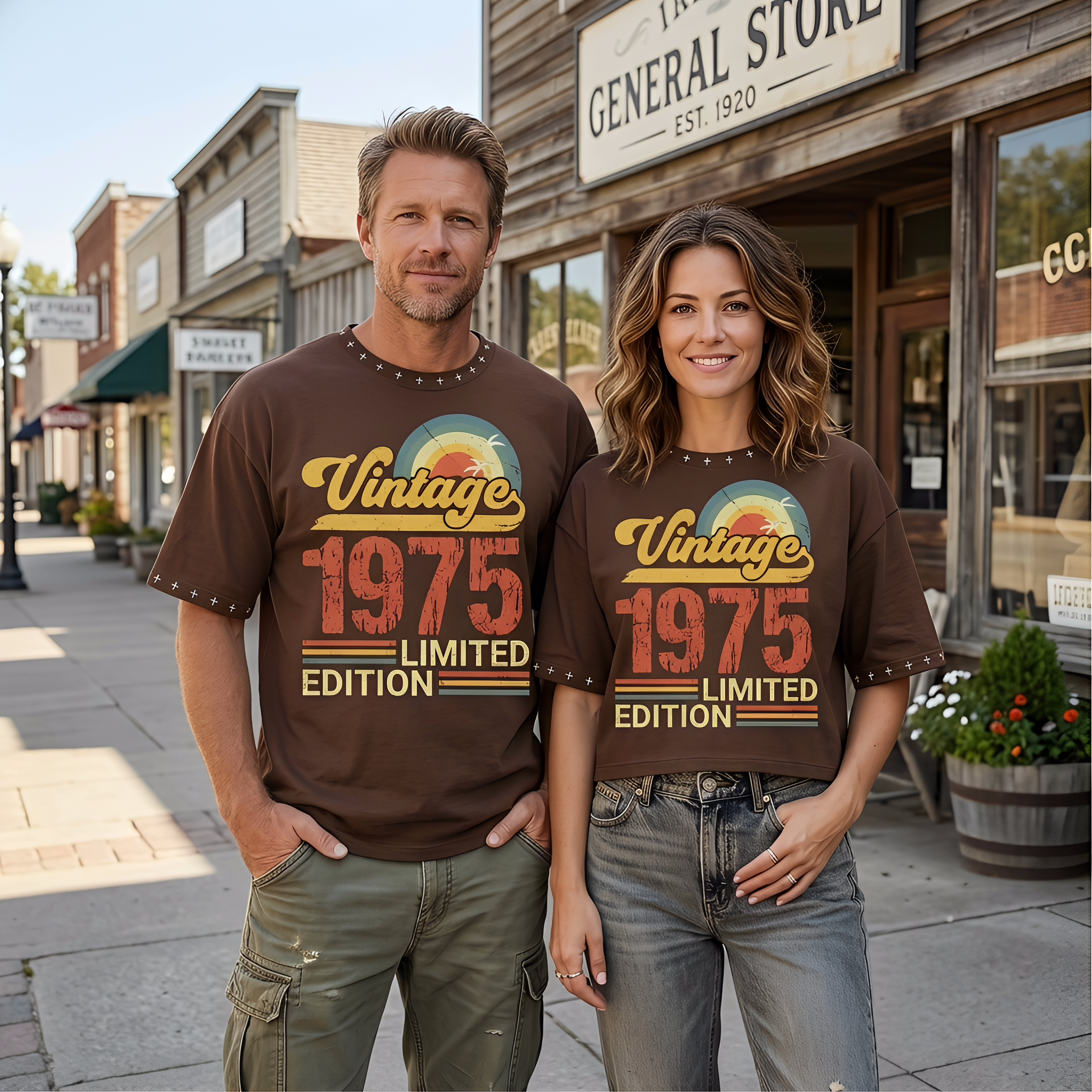 JEVPE vintage 1975 limited edition graphic oversized T-shirt featuring retro 70s streetwear style with bold print and relaxed fit.