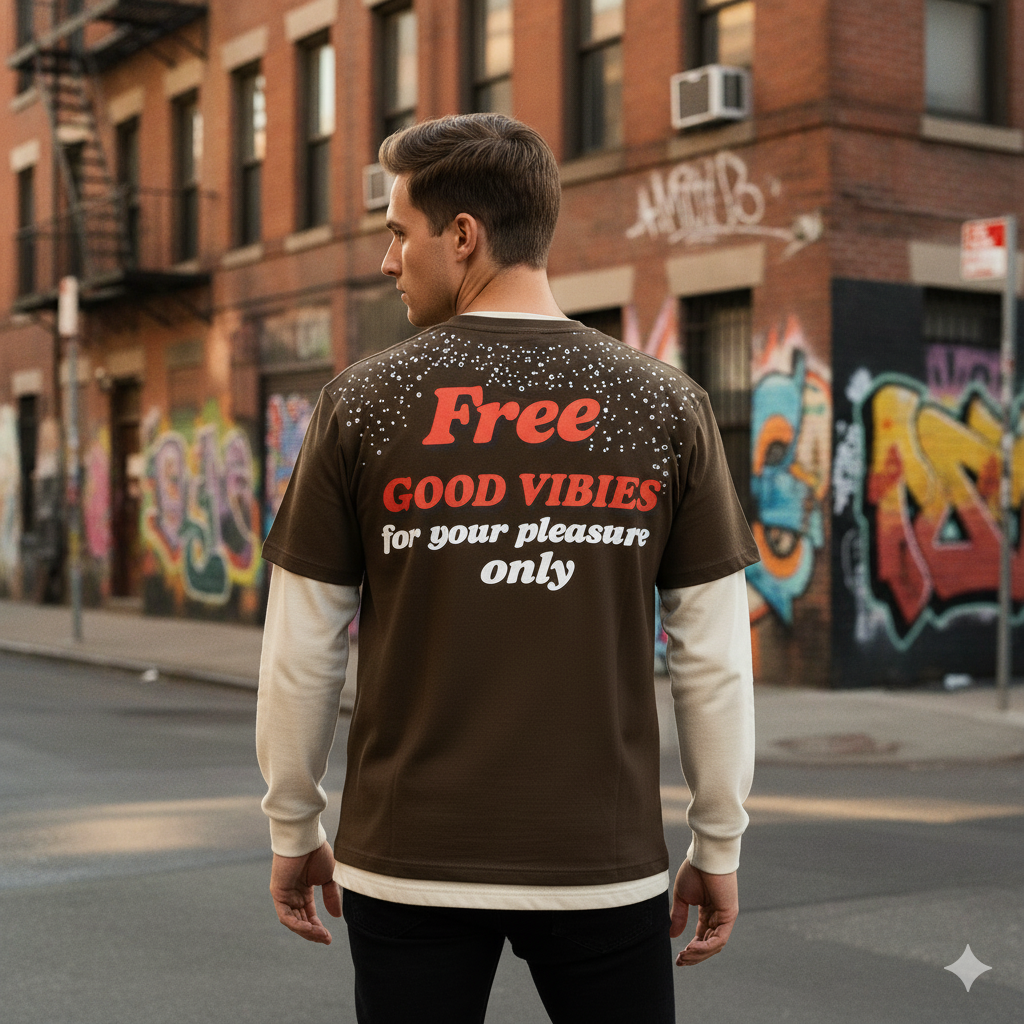 JEVPE men's oversized Statue of Liberty graphic long sleeve T-shirt featuring a bold Statue of Liberty design on the front.