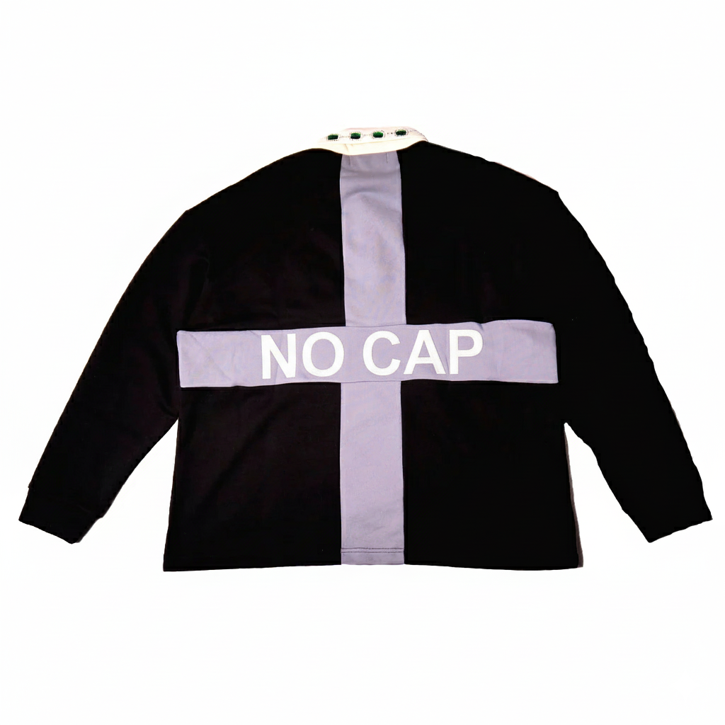 JEVPE Florida Sunshine State Series men's oversized vintage long sleeve rugby polo shirt with rhinestone embellished collar