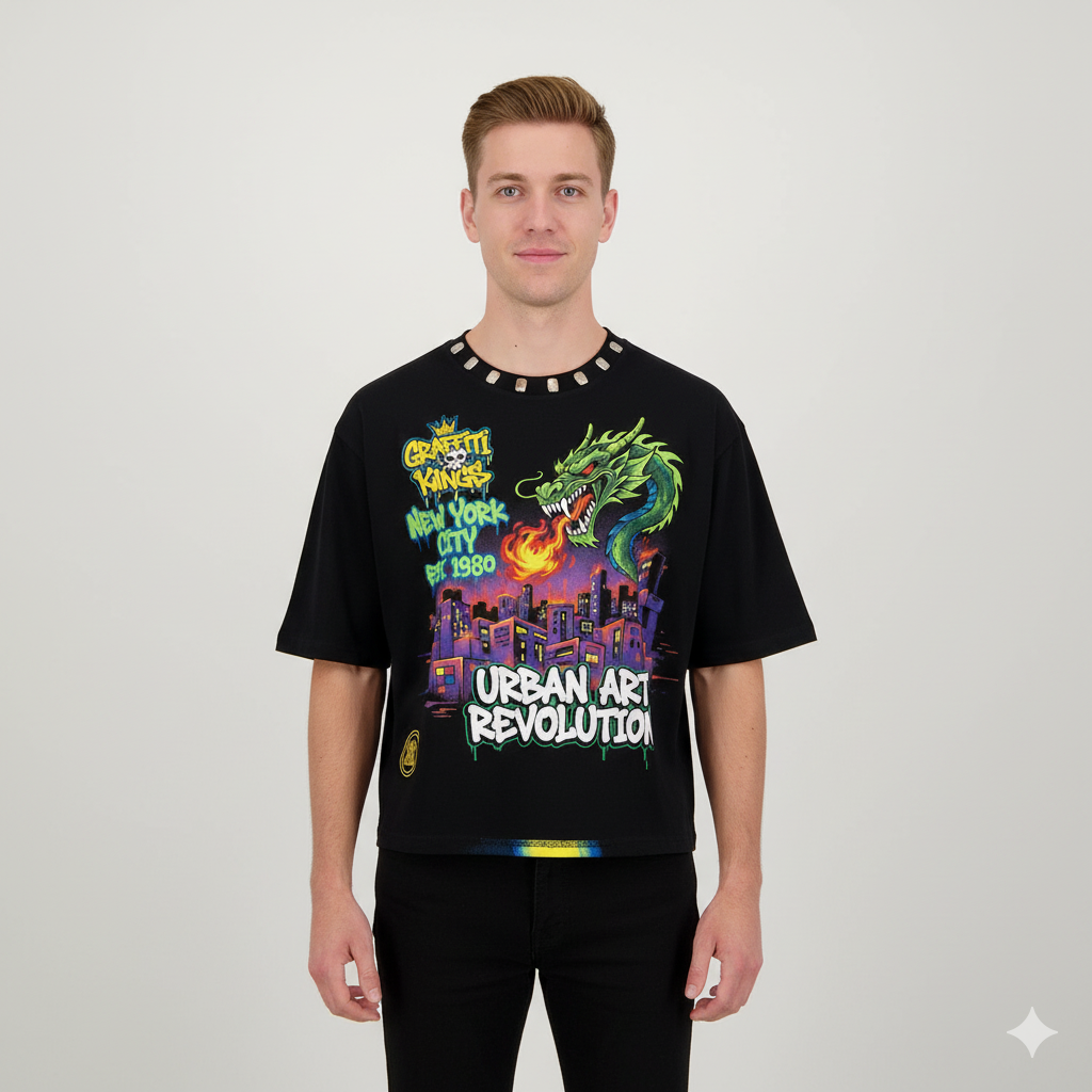 JEVPE New York vintage T-shirt with 80s retro urban art graphic, unisex cotton tee featuring vibrant streetwear style.