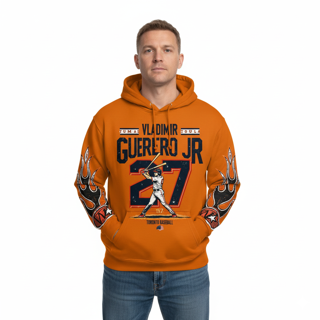 JEVPE Vladimir Guerrero Jr. #27 Toronto baseball vintage streetwear pullover with team logo and sporty design.