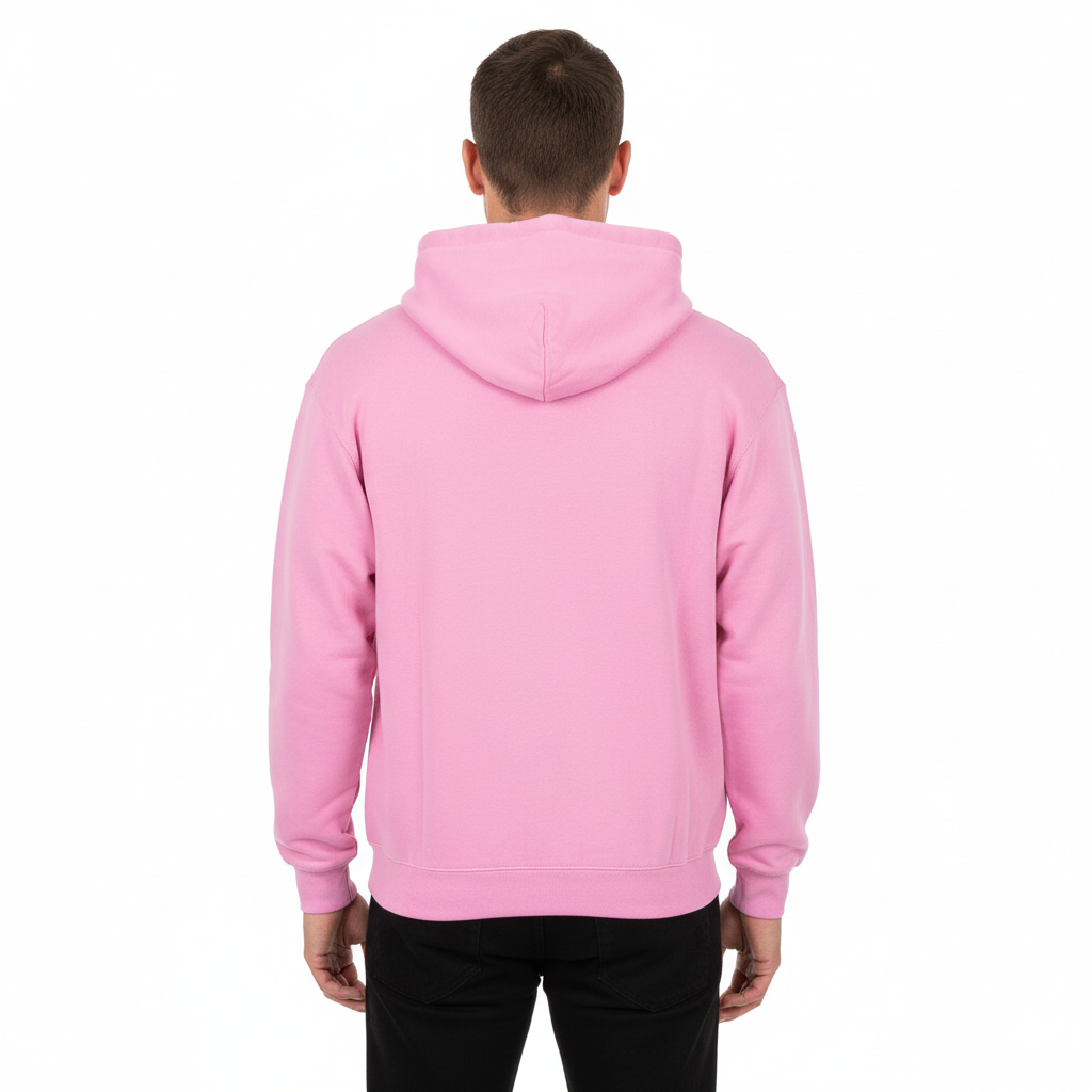 Pink oversized hooded sweatshirt by JEVPE featuring Gothic Jesus graphic, rhinestones, and multiple zippers.