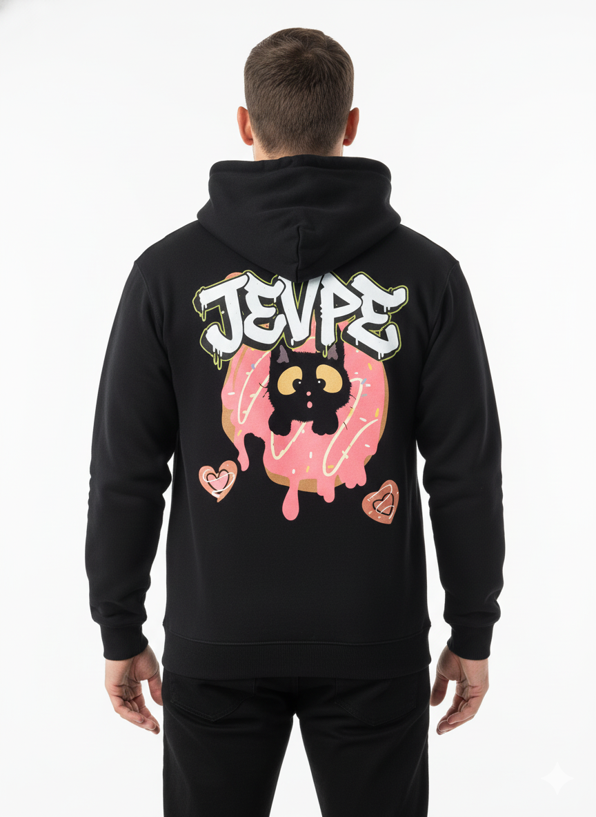 Oversized black hoodie with ghost and banana graphic design from JEVPE, perfect for Halloween costume or casual wear.