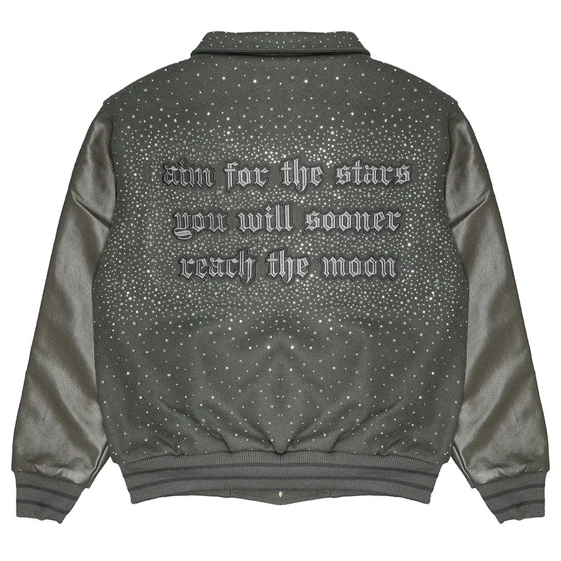 Star Print Multi-Zip Biker Leather Jacket by JEVPE