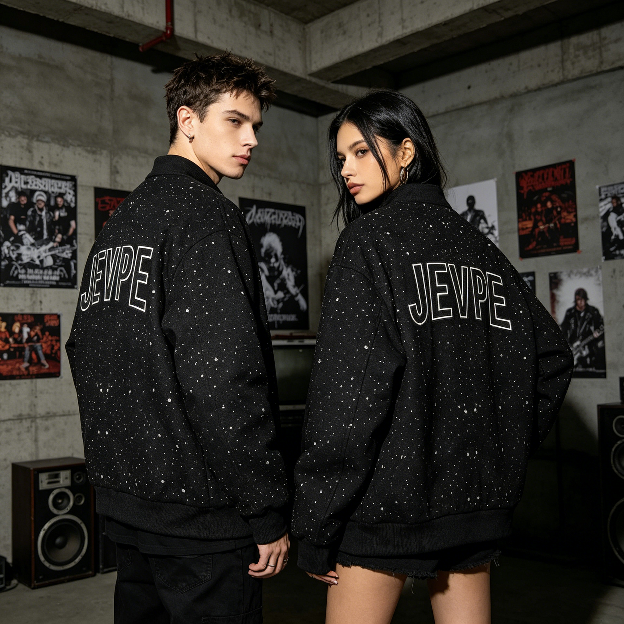 Rhinestone Snowflake Varsity Jacket | Black Sparkly Embellished Streetwear Bomber Coat