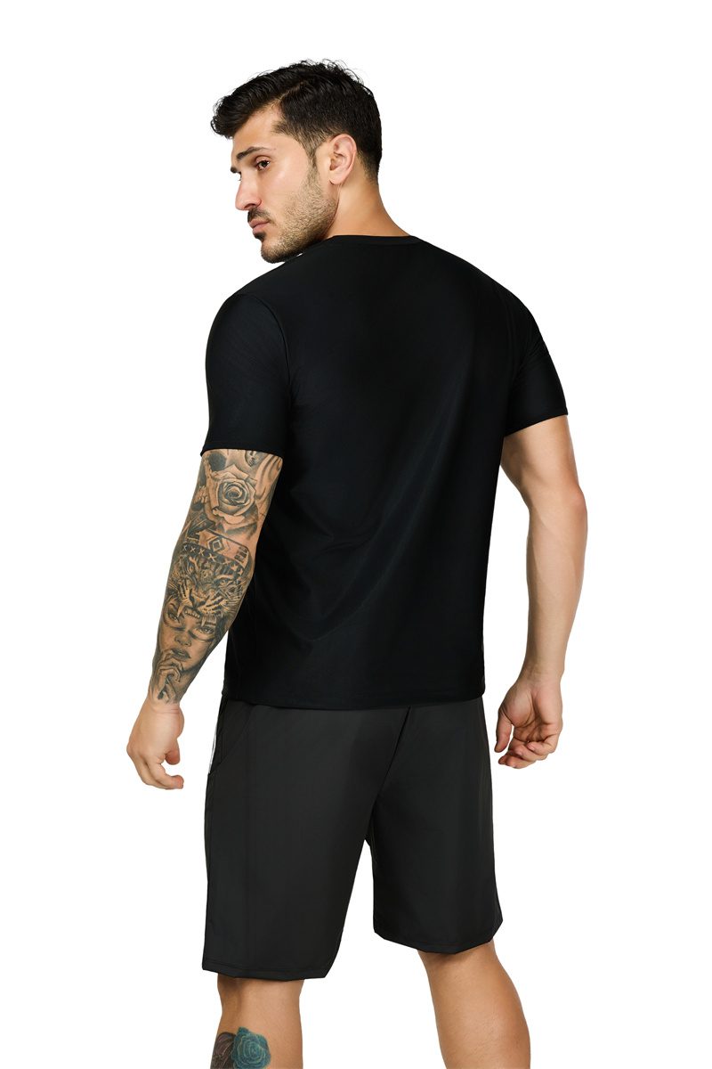Black JEVPE men's sweat shaper sauna shirt, short sleeve compression athletic tee, performance baselayer for workouts.