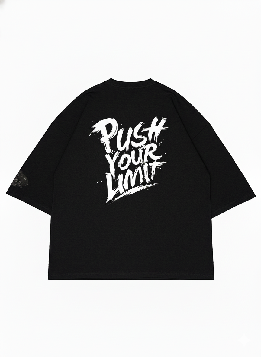 Black oversized men's T-shirt by JEVPE featuring a Doberman fist graphic and urban rebel streetwear style.