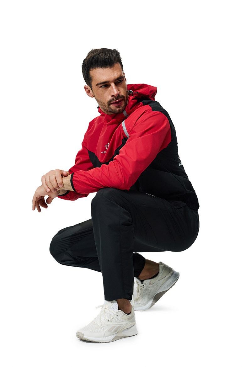 JEVPE unisex sauna suit with jacket and pants, athletic sportswear for fitness training and workout sessions.