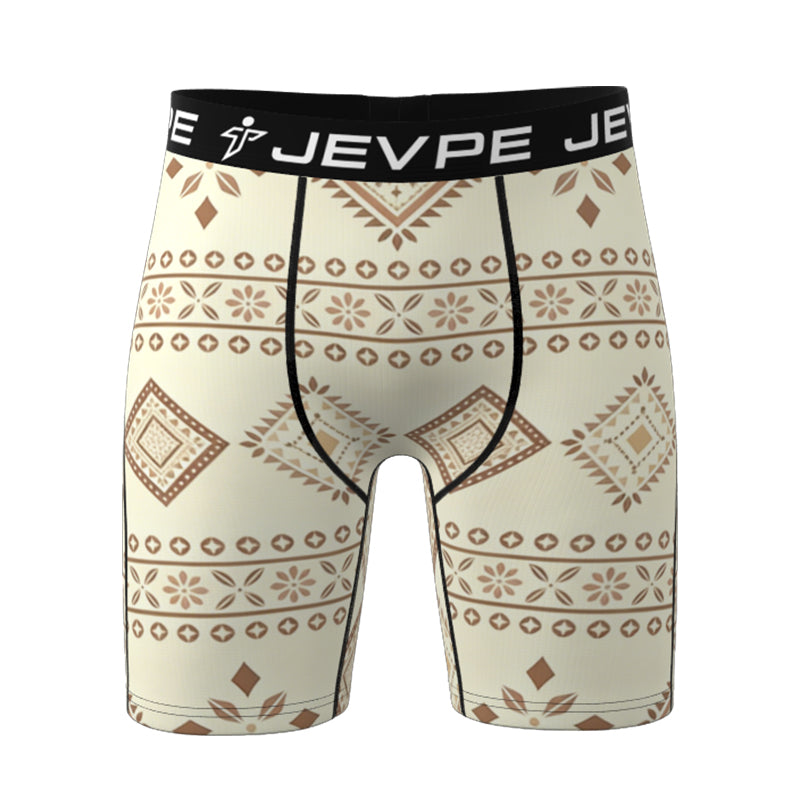 JEVPE men's 6-pack doodle boxer briefs in mixed colors, breathable, moisture-wicking fabric with 7-inch inseam.
