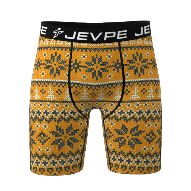 JEVPE men's doodle 6-pack of cotton blend shorts with 7-inch inseam, in mixed colors, soft and breathable fabric.