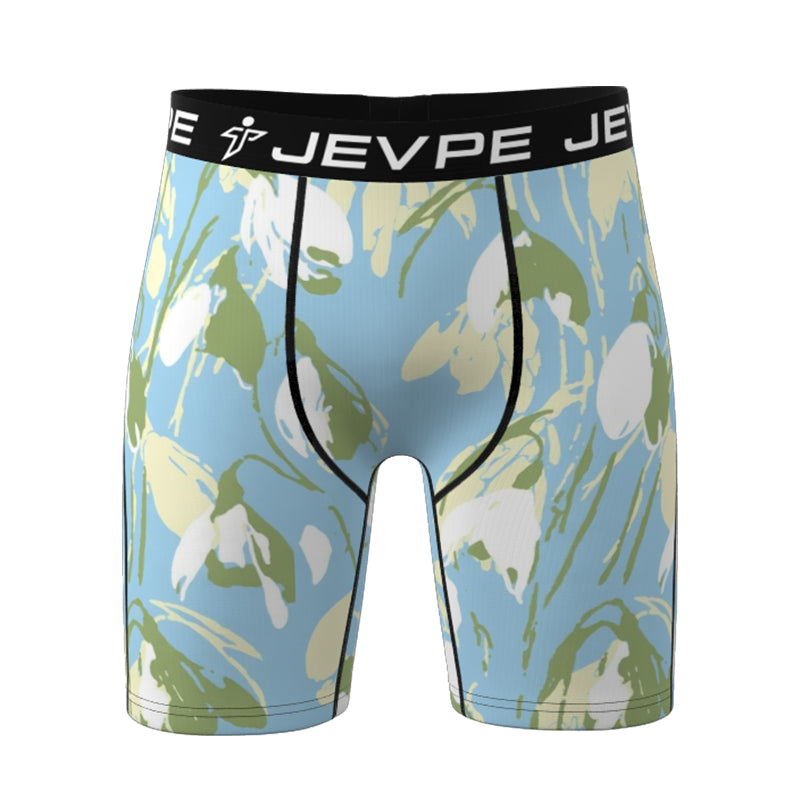 JEVPE men's doodle 6-pack of cotton blend shorts with a 7-inch inseam, soft, breathable fabric, in mixed colors.