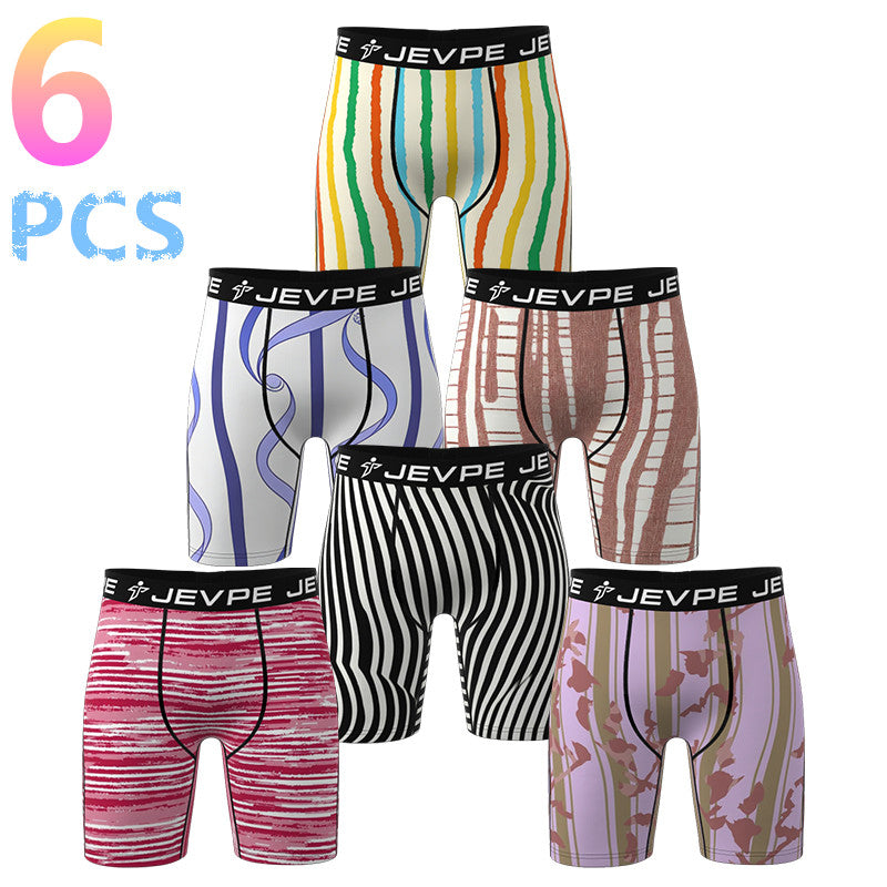 JEVPE men's 6-pack boxer briefs with 7-inch inseam, soft breathable poly-blend fabric, in standard length.